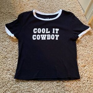 Cool it Cowboy T-shirt- Size L- Color black and white